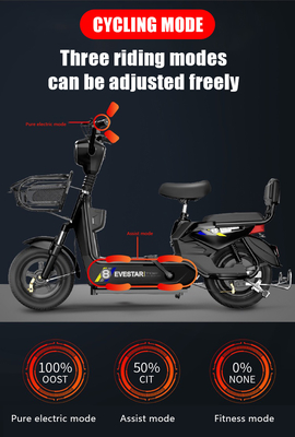 Volwassenen wandelende batterij auto 48v elektrische fiets met centrale motor 350w en maximale snelheid 30-50Km/h