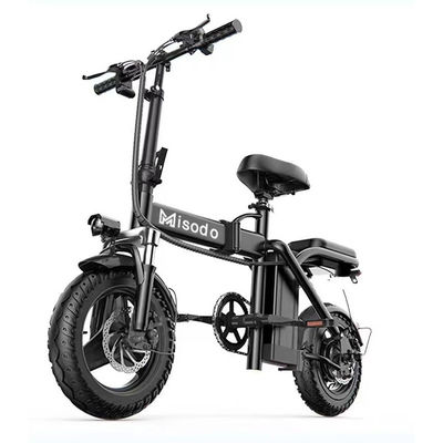 Aluminium legering 14 inch vouwbare elektrische fiets voor volwassenen aangedreven door 48V 250W lithiumbatterie